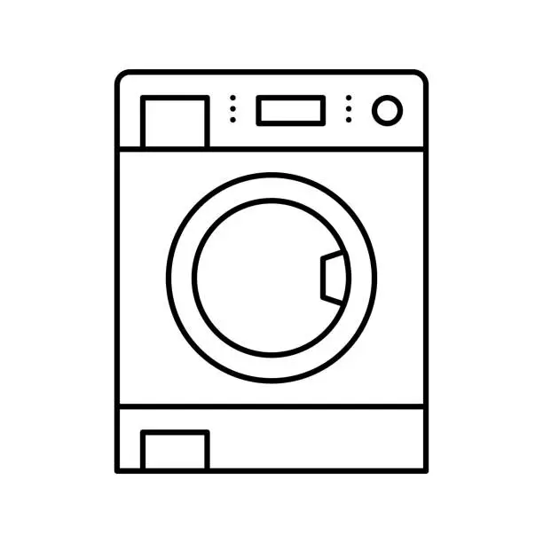 Vector illustration of laundry machine line icon vector illustration