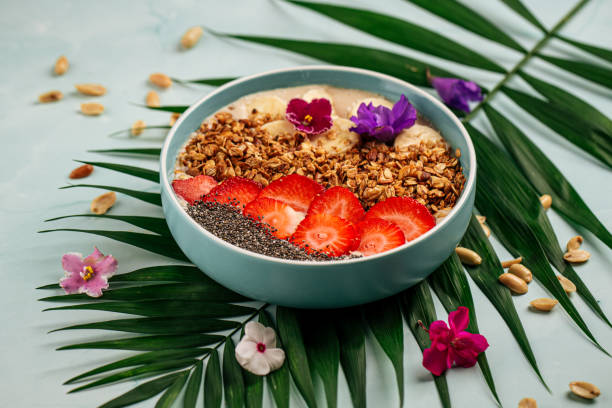 istock Smoothie bowl with chia seeds and strawberries 1384477092