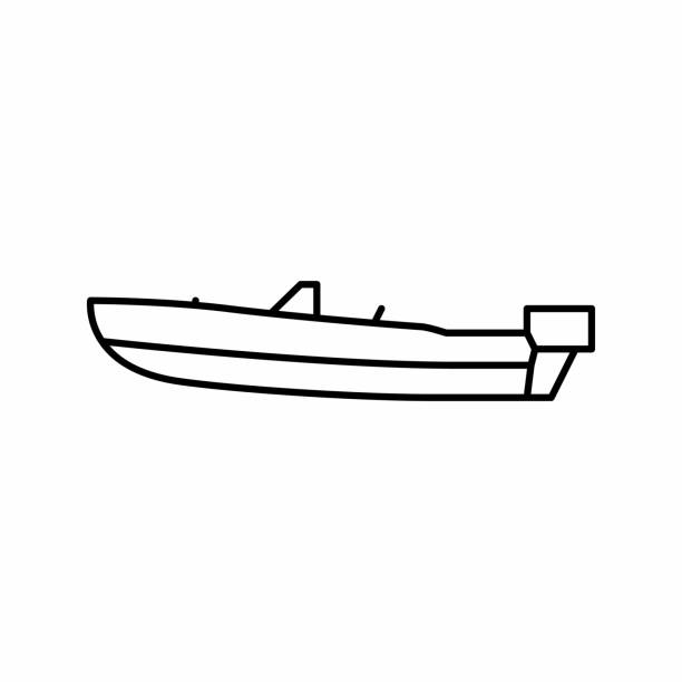 illustrations, cliparts, dessins animés et icônes de runabout boat line icône illustration vectorielle - runabout