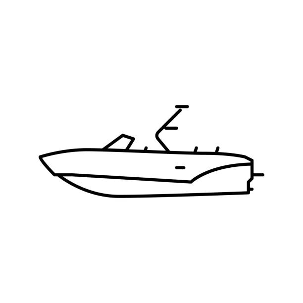 боурайдер линия лодки иконка векторная иллюстрация - runabout stock illustrations