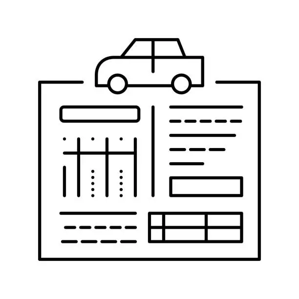 Vector illustration of car service history line icon vector illustration