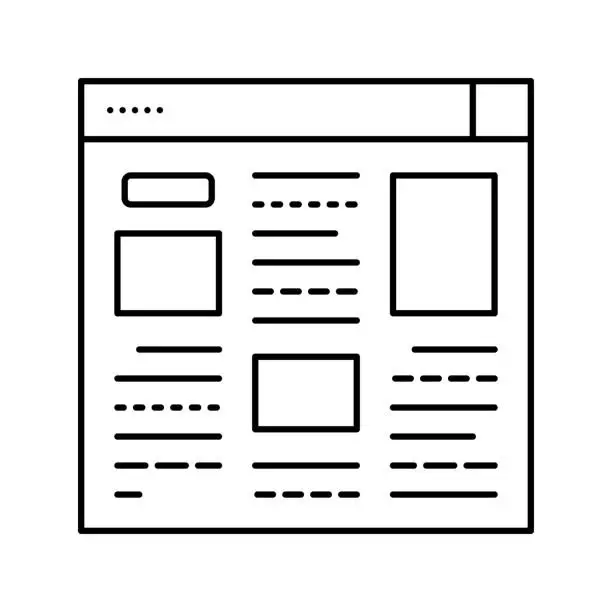 Vector illustration of article web information line icon vector illustration