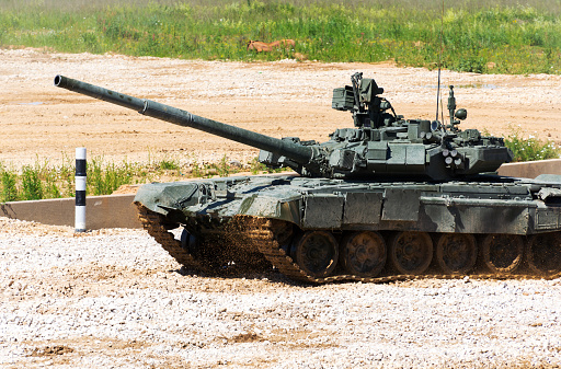 Tank on a field. Modern military equipment.