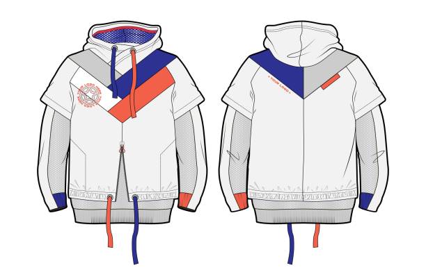 istock Hooded sports jacket with contrast details and elements cut of airy mesh 1384500840