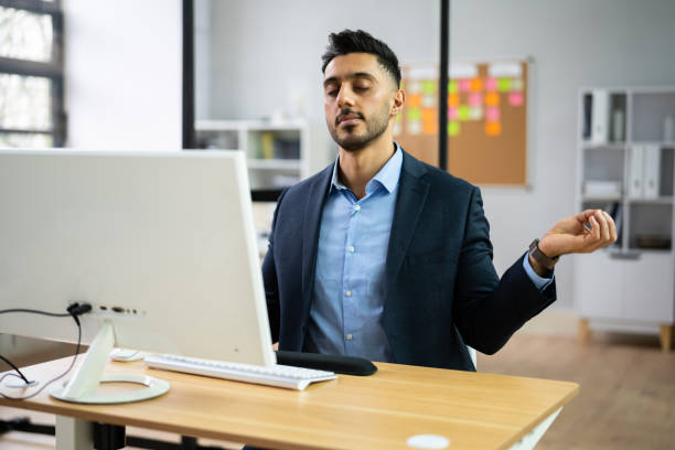 istock Yoga Meditation In Office 1384521005