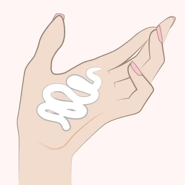 Vector illustration of Applying hand cream