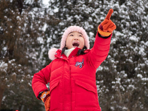 Little Girl Playing Snow