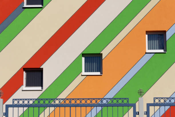 istock Modern, bright, colorful architecture on a cloudless and sunny day. 1384533404