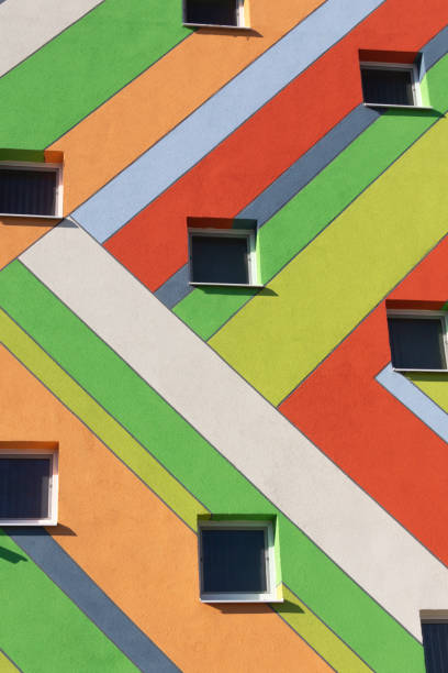 istock Modern, bright, colorful architecture on a cloudless and sunny day. 1384533429