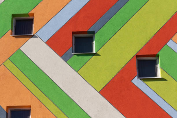 istock Modern, bright, colorful architecture on a cloudless and sunny day. 1384533473