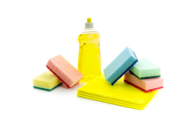 istock Kitchen scouring and washing-up liquid on a white background 1384535064