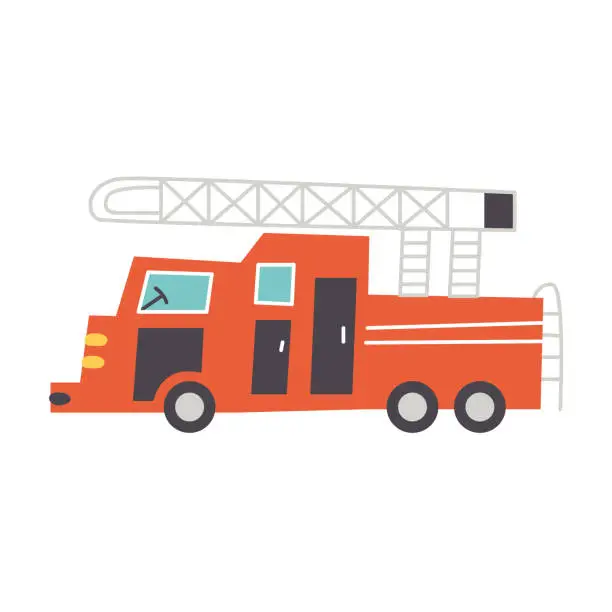 Vector illustration of Vector cartoon transport fire truck