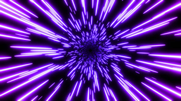 istock Abstract background neon glow white purple colors, cosmic speed concept 1384544549