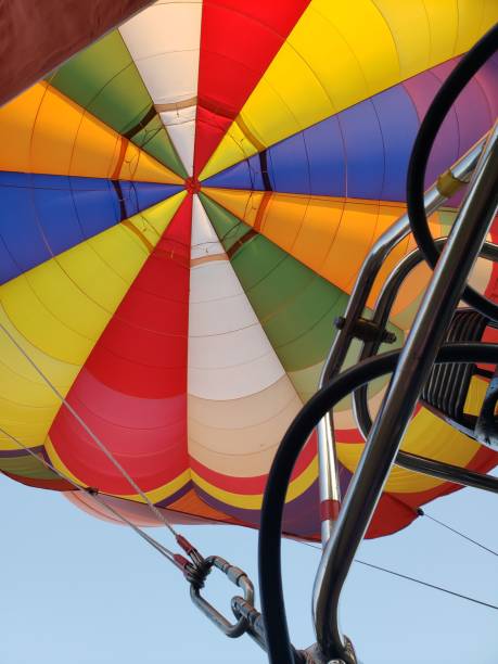 istock Looking upwards into the inside of a hot air balloon 1384550437