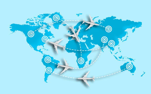 Origami travel concepts: Airplane flying on Asia