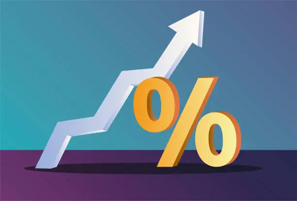 Vector illustration of the percentage increases