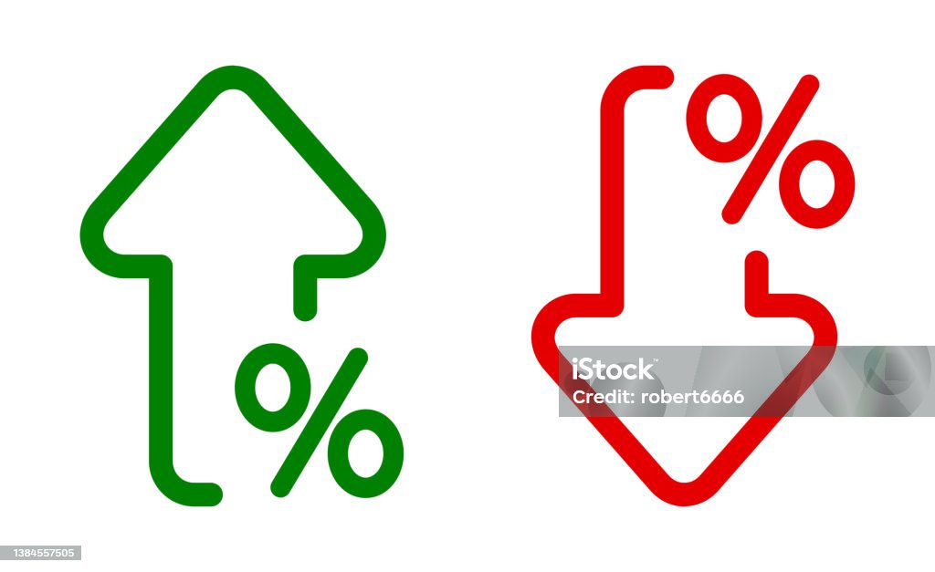 Vetores de Aumento Percentual E Diminuição e mais imagens de Sinal de ...