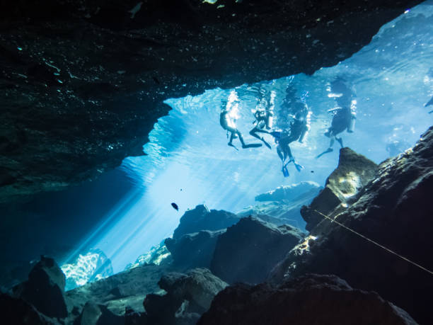 istock Cave diving in the Chac Mool cenote 1384576364