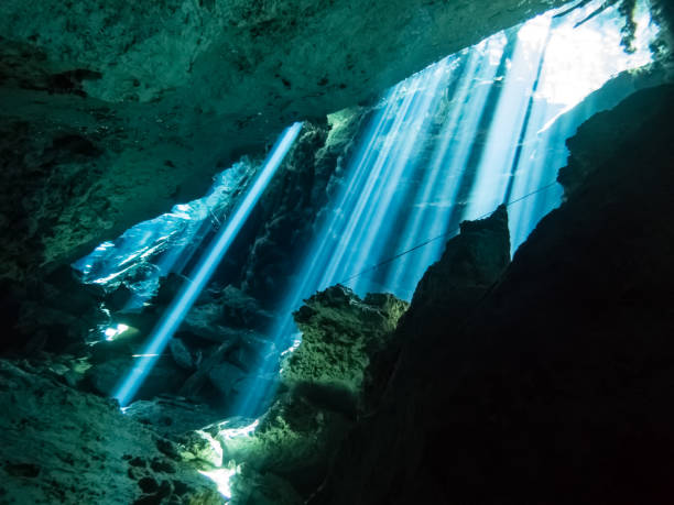 istock Cave diving in the Chac Mool cenote 1384576369