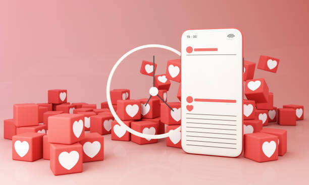 istock smartphone with heart emoji speech bubble cube box and frame message on screen. Social network and mobile device concept. Graphic websites, web banner on pink background. 3d rendering illustration 1384586823
