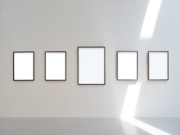 istock Gallery wall frame mockup in white room 1384591341