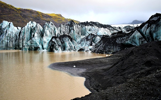 Part of the gorgeous and melting Sólheimajökull Glacier, with its Lagoon