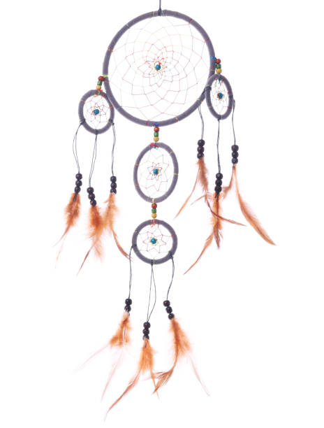 istock Beautiful handmade dream catcher on white background 1384610517