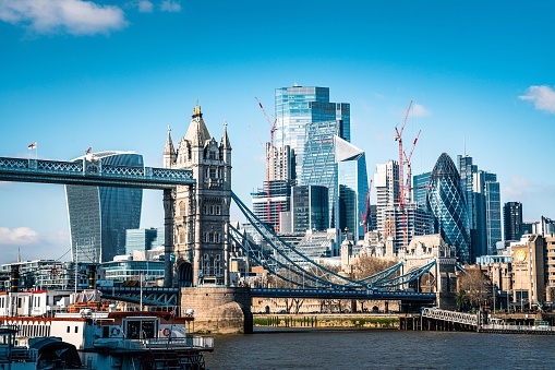 Financial District of London and the Tower Bridge