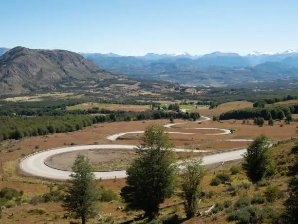 Photo of The mythical carretera Austral (Southern Way), Chile's Route 7 near Cerro Castillo, Chile. It runs through forests, fjords, glaciers, canals and steep mountains in rural Patagonia