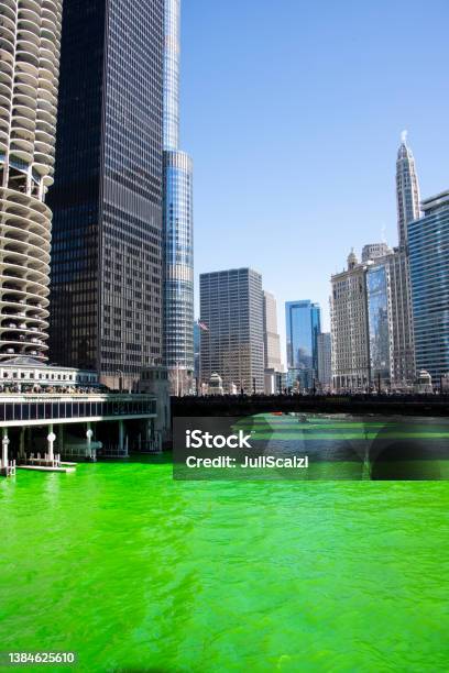 Chicago River Turns Green Stock Photo Download Image Now Chicago River Turns Green Stock Photo Download Image Now