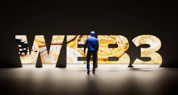 WEB3 next generation world wide web blockchain technology with decentralized information, distributed social network stock photo