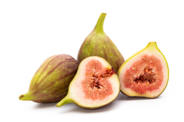 istock Fig fruits isolated on white background. Top view. Flat lay pattern 1384627150