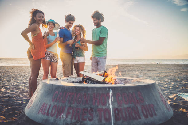 istock Friends partying on the beach 1384630205