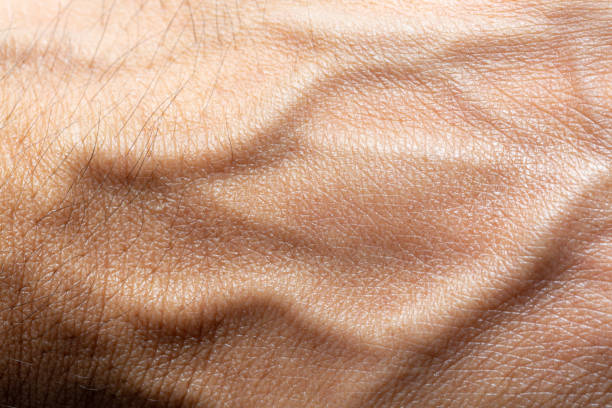 trama posteriore della macro mano umana, macro shot, parte asiatica della pelle del corpo, concetto di assistenza sanitaria, sfondo astratto - human skin female wrinkled women foto e immagini stock