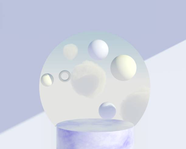 istock Background 3d rendering with podium and minimal cloud scene, minimal product display background. 1384639135