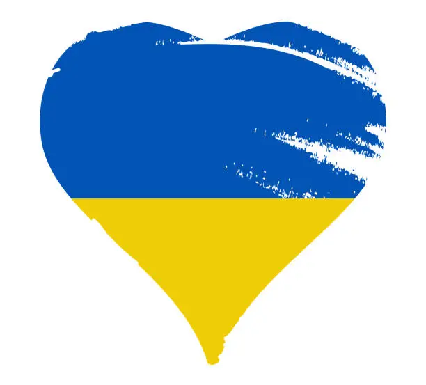 Vector illustration of Ukrainian Flag Colors in a Heart Shape