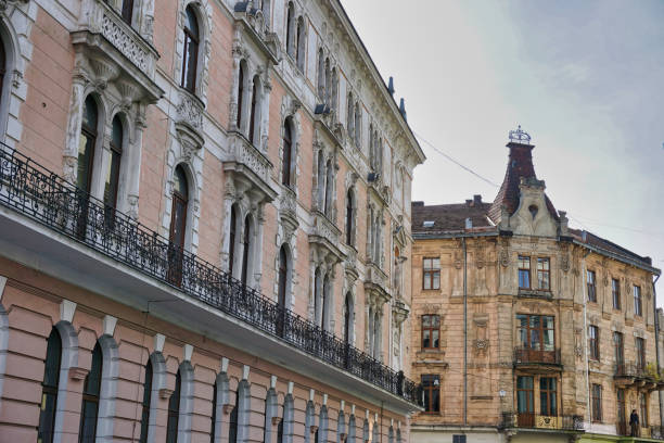 istock two historic buildings, ukraine, lviv 1384645589