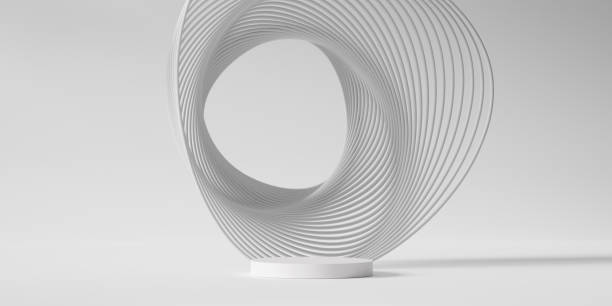 istock 3D background, podium display. Natural white banner mockup. Nature shape with shadow. Beauty product , cosmetic promotion. Line abstract. Studio, empty stand Minimal template, 3D render 1384646925