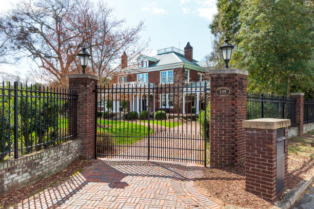 Elegant gated home, Belmont, NC stock photo
