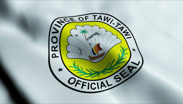 3D Waving Philippines Province Flag of Tawi Tawi Closeup View 3D Illustration of a waving Philippines province flag of Tawi Tawi tawi tawi stock pictures, royalty-free photos & images