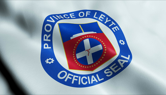 3D Illustration of a waving Philippines province flag of Leyte