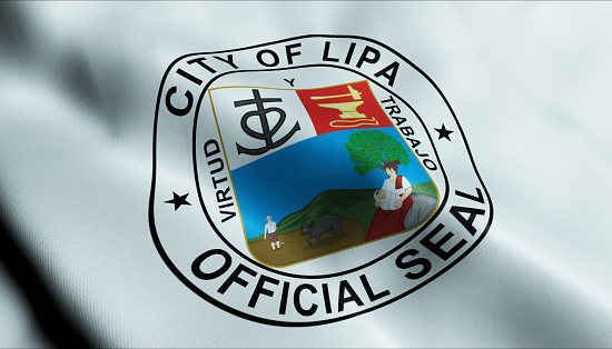 3D Illustration of a waving Philippines city flag of Lipa