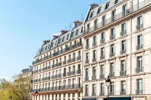 Facade of the Parisian building stock photo