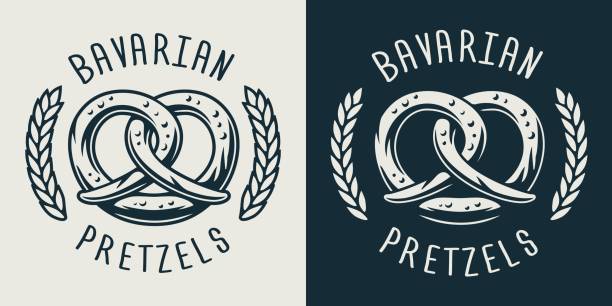 illustrazioni stock, clip art, cartoni animati e icone di tendenza di emblema del pretzel bavarese per la festa della birra - cultura tedesca