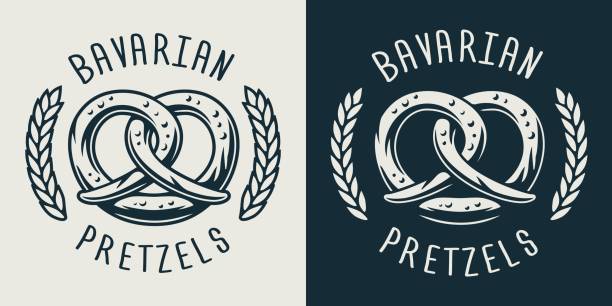 bildbanksillustrationer, clip art samt tecknat material och ikoner med emblem of bavarian pretzel for beer festival - pretzel