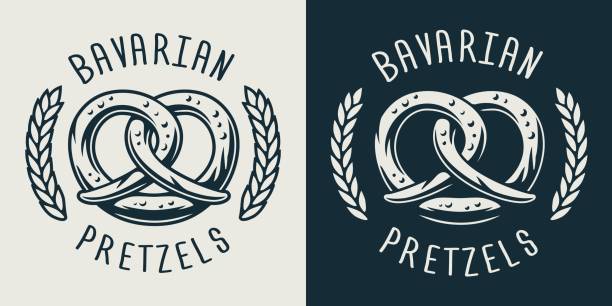 Emblem of bavarian pretzel for beer festival Emblem of bavarian pretzel for beer festival or menu pretzel stock illustrations