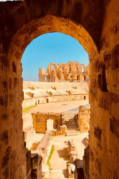El Jem Amphitheater in Mahdia, Tunisia