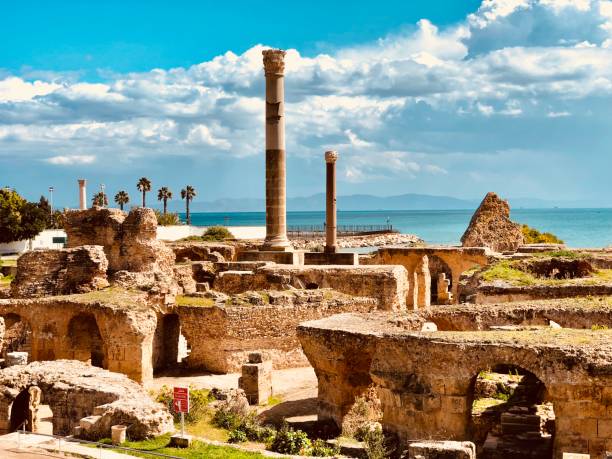 Carthage ruins on a sunny day, Tunisia stock photo