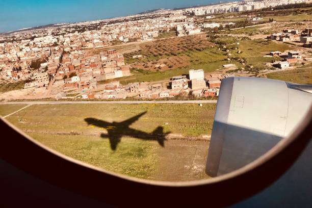 The shadow of plane at taking off time