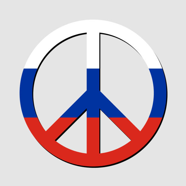 istock Russia flag in peace symbol. No war. Peaceful concept. Vector illustration 1384669103